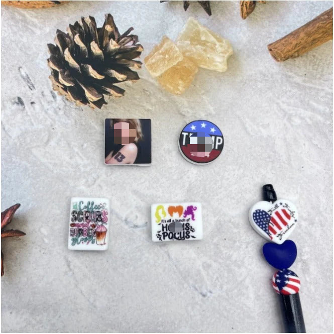 Wholesale Heart/Square/Round Silicone Printed Beads for Diy Beadable Pen Can Be Customized Please Contact Us WhatsApp:+86 151 6820 1735 Custom Service for Help